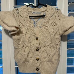 Zara Cream Knit Sweater Top